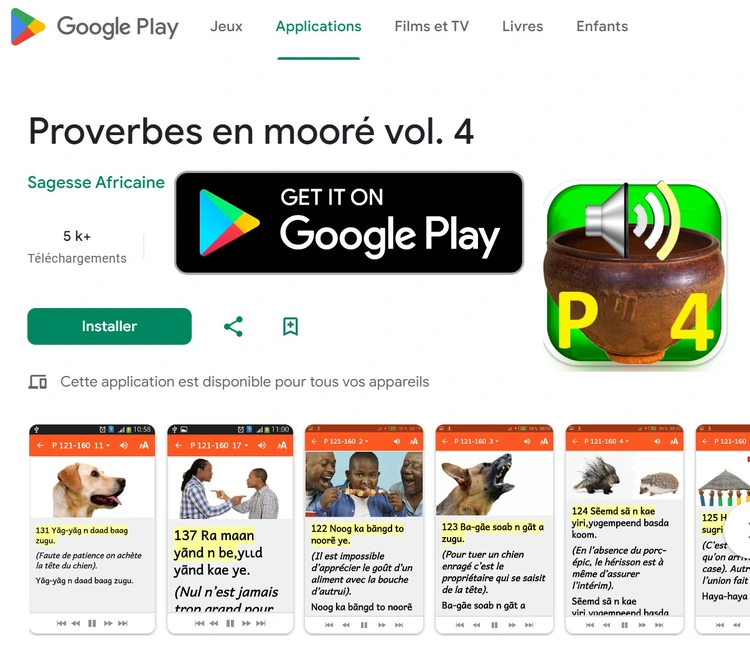 Proverbes moore vol 4 sur Play Store