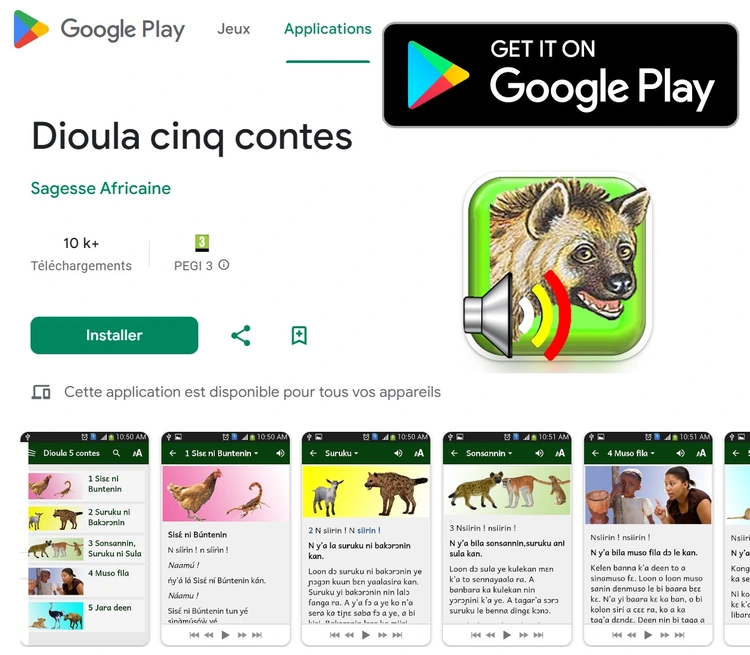 cinq contes dioula sur Play Store